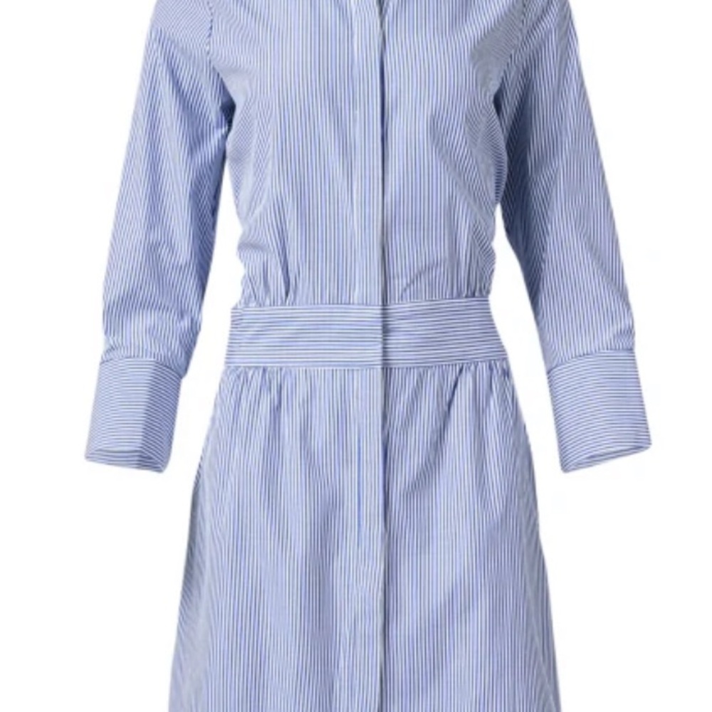 Gretchen Scott Designs Blue Pinstripe 3/4 sleeve Dress